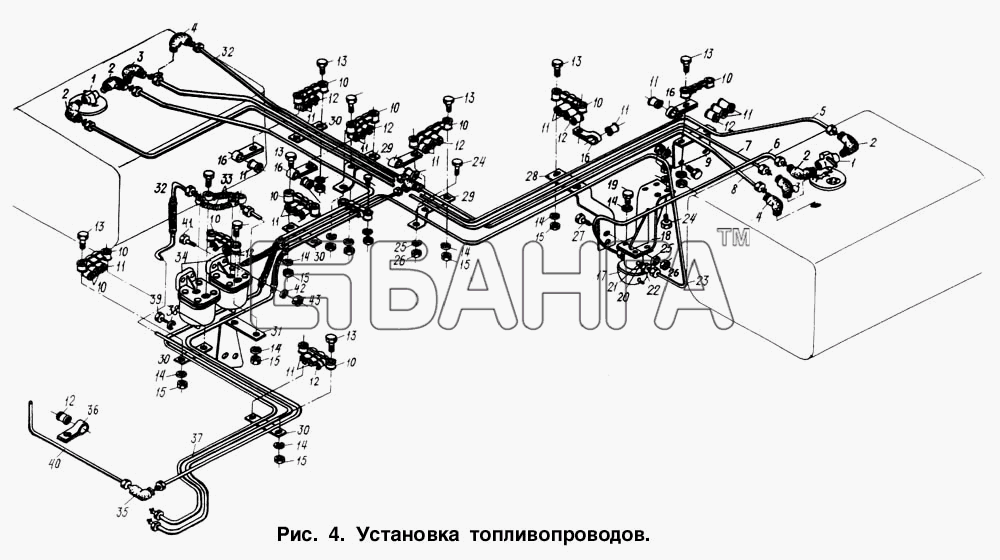 МАЗ МАЗ-6317 Схема Установка топливопроводов-41 banga.ua
