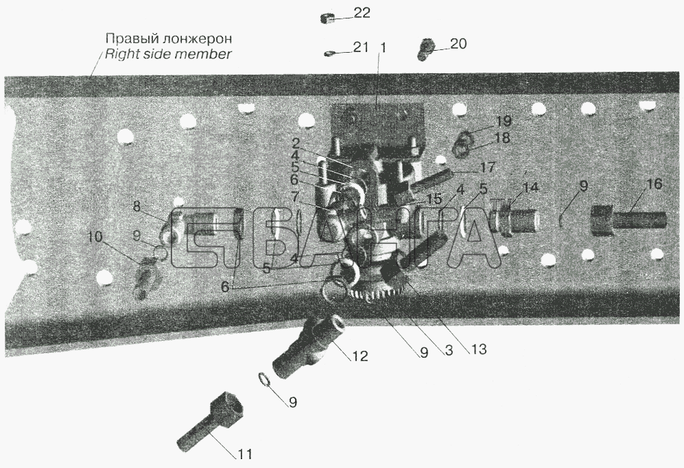 МАЗ МАЗ-6422 Схема Установка ускорительного клапана и banga.ua