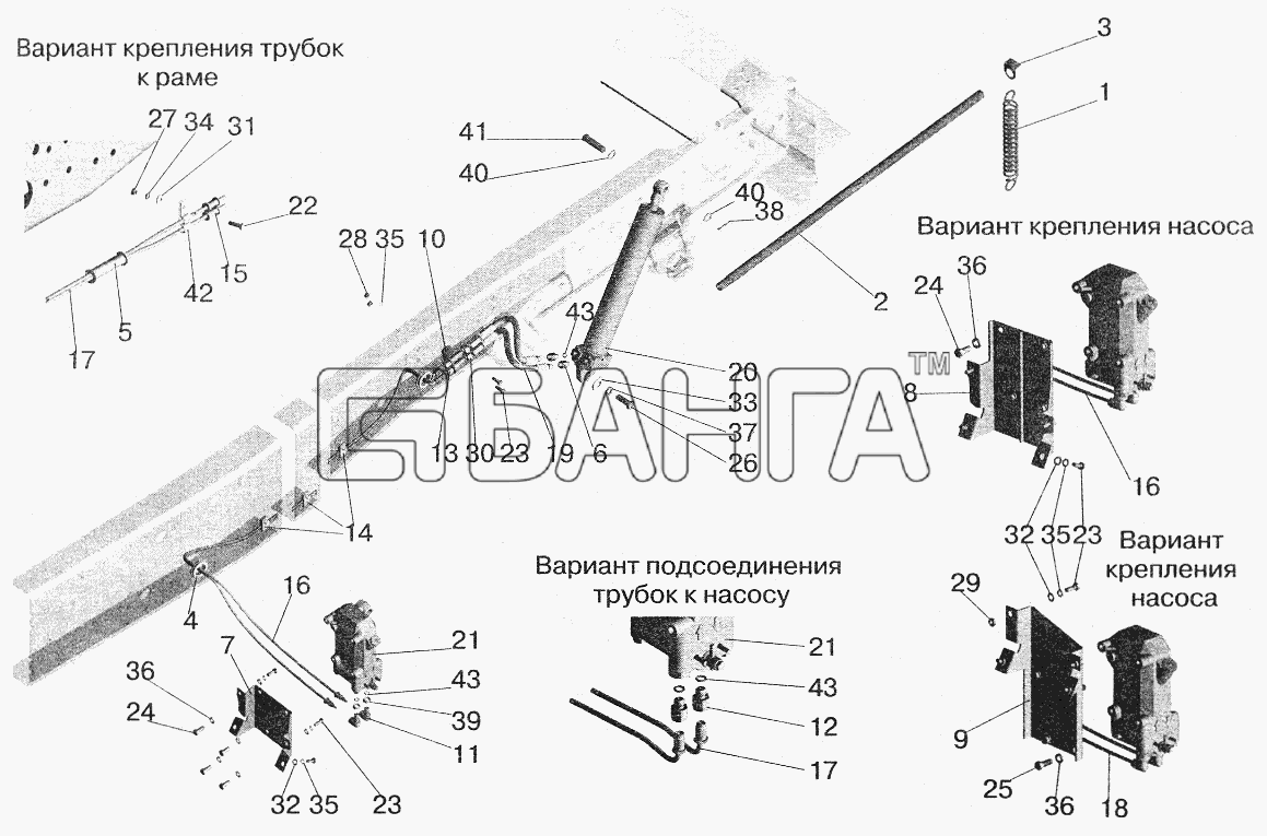 МАЗ МАЗ-6422 Схема Механизм подъема кабины-246 banga.ua