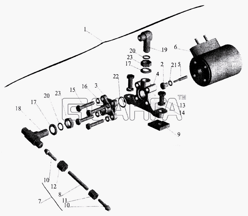 МАЗ МАЗ-643068 Схема Привод выключения двигателя-36 banga.ua