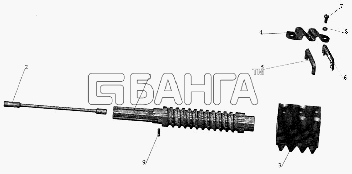 МАЗ МАЗ-643068 Схема Винт с гайкой-рейкой-122 banga.ua