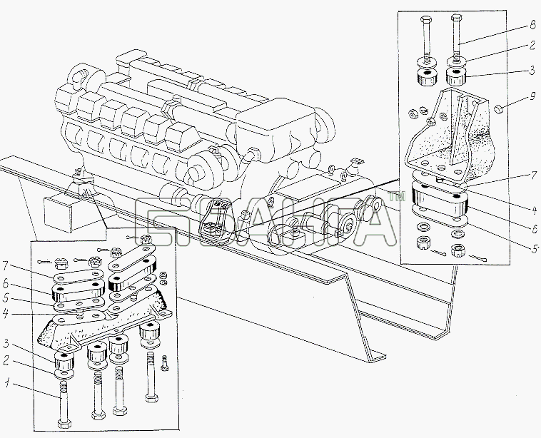 МАЗ МАЗ-74131 Схема Подвеска двигателя-20 banga.ua