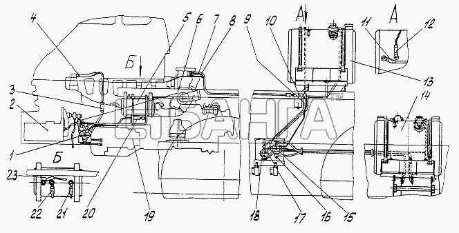 МАЗ МАЗ-74131 Схема Трубопроводы топливные и насос banga.ua