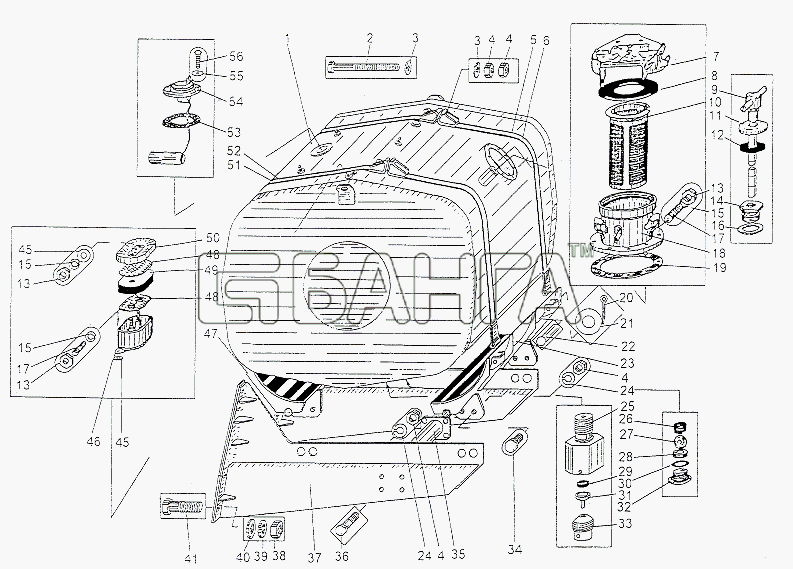 МАЗ МАЗ-74131 Схема Бак топливный-23 banga.ua