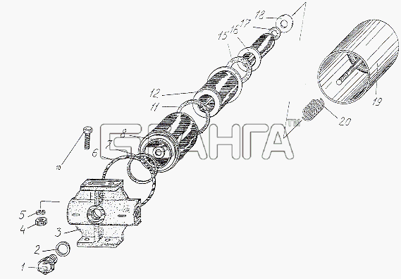МАЗ МАЗ-74131 Схема Фильтр грубой очистки топлива-24 banga.ua