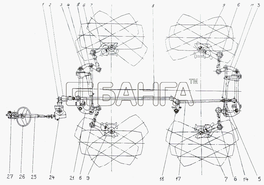 МАЗ МАЗ-74131 Схема Рулевое управление-136 banga.ua