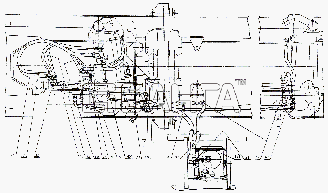 МАЗ МАЗ-74131 Схема Трубопроводы и шланги рулевого banga.ua