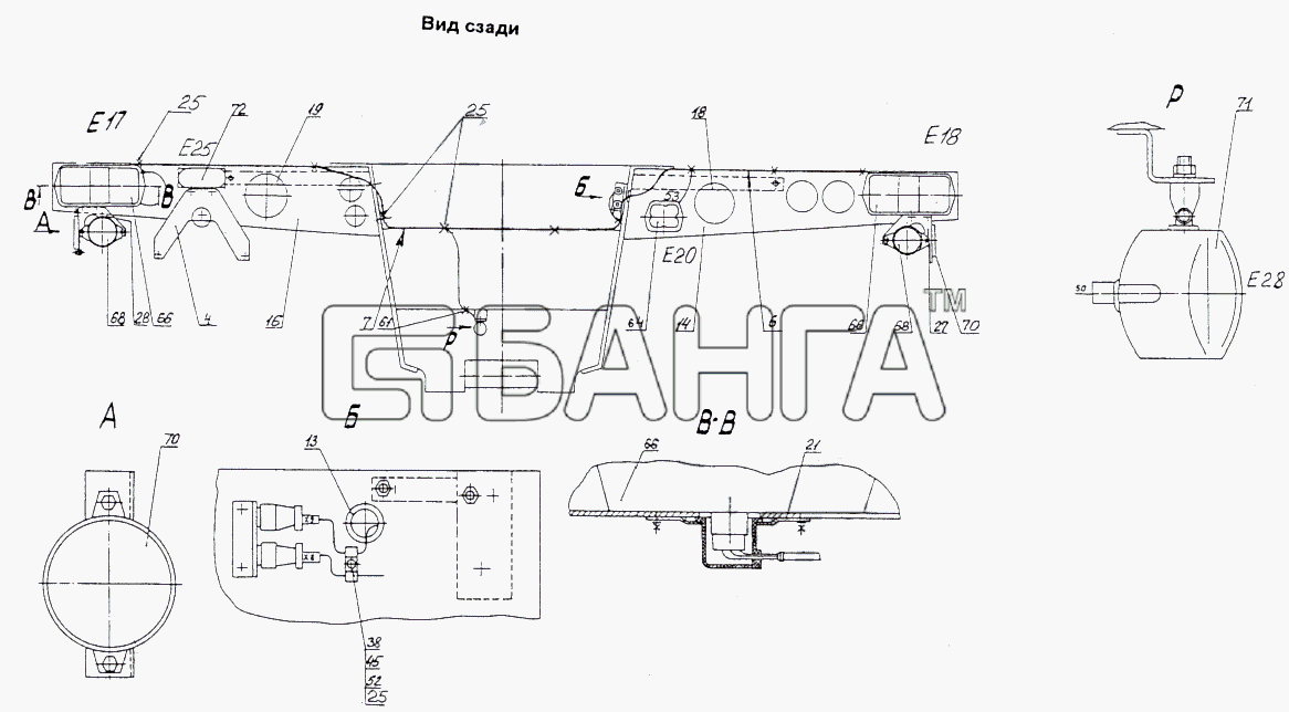 МАЗ МАЗ-74131 Схема Установка задних фонарей-152 banga.ua