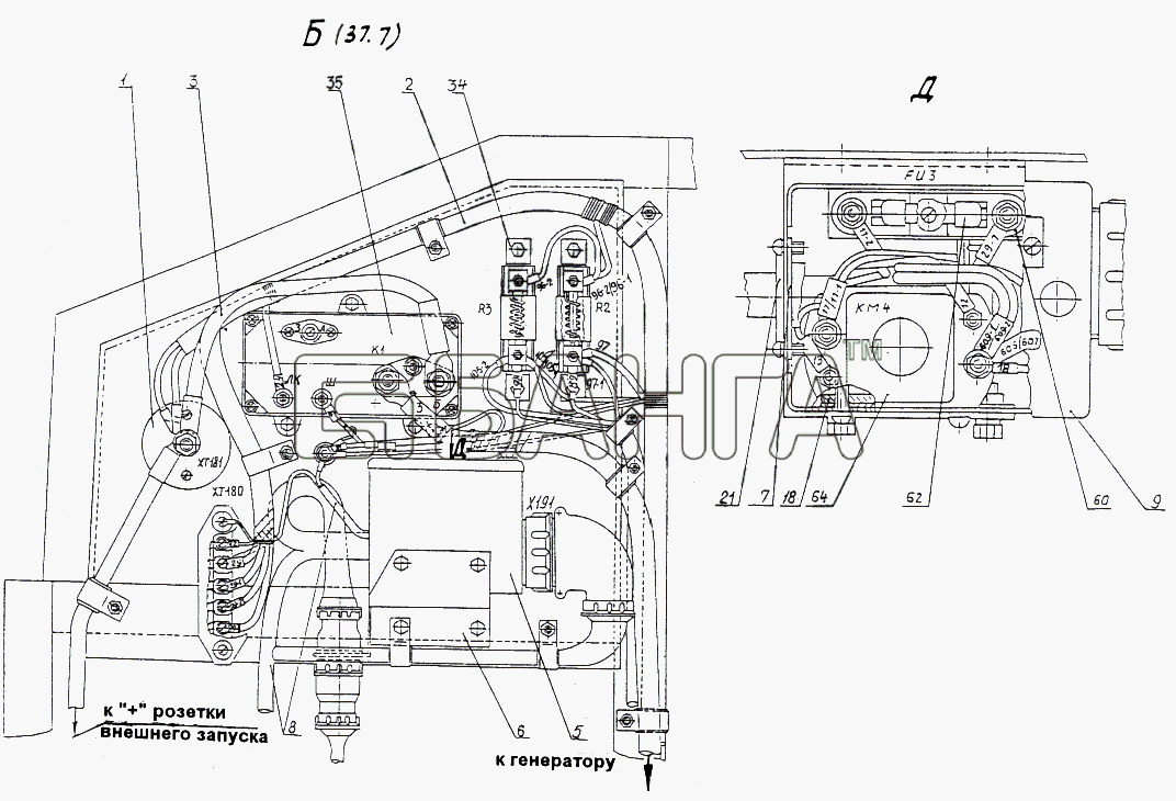 МАЗ МАЗ-74131 Схема Установка реле-регулятора-158 banga.ua