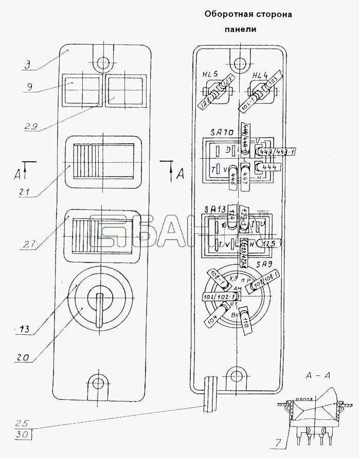 МАЗ МАЗ-74131 Схема Панель переключателей-173 banga.ua