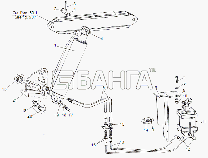 МАЗ МАЗ-74131 Схема Механизм подъёма кабины-6 banga.ua