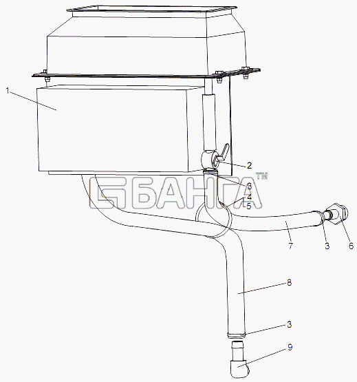 МАЗ МАЗ-74131 Схема Установка трубопроводов отопителя кабины-10