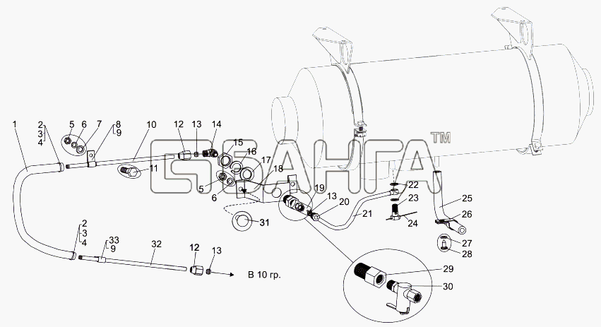 МАЗ МАЗ-74131 Схема Установка топливопроводов независимого banga.ua