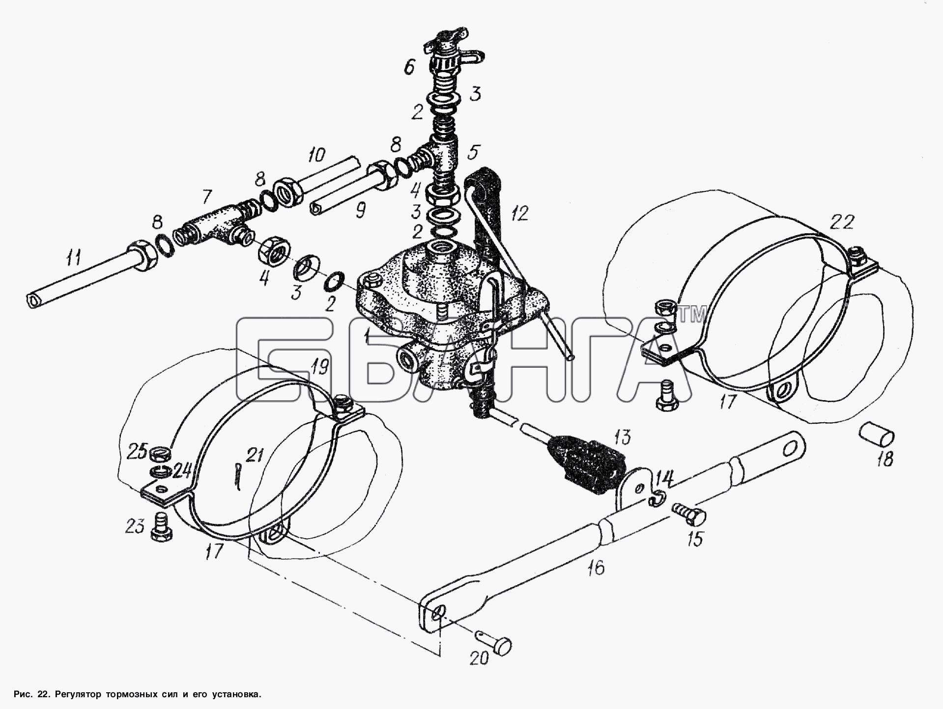 МАЗ МАЗ-93802 Схема Регулятор тормозных сил и его установка-36