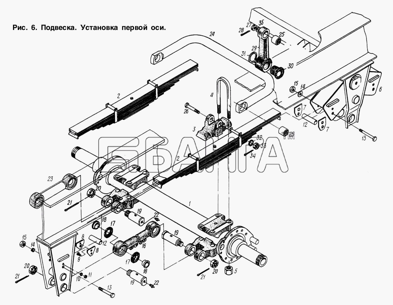 МАЗ МАЗ-93892 Схема Подвеска. Установка первой оси-12 banga.ua