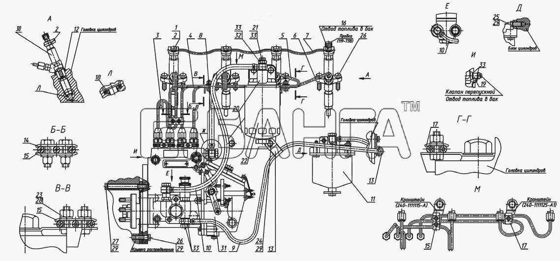 ММЗ Д-242-72 (для МТЗ-821) Схема Установка топливной аппаратуры-18