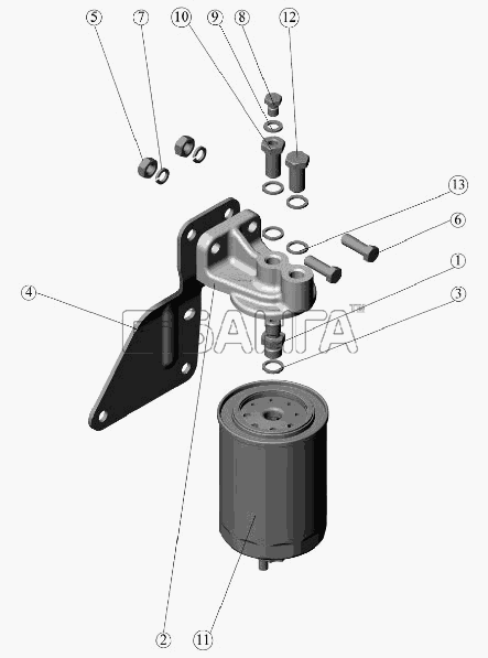 ММЗ Д-242-72 (для МТЗ-821) Схема Фильтр топливный тонкой очистки-19