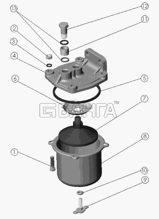 ММЗ Д-242-72 (для МТЗ-821) Схема Фильтр топливный грубой очистки-20