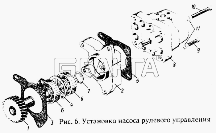 ММЗ Д-242 Схема Установка насоса рулевого управления-8 banga.ua