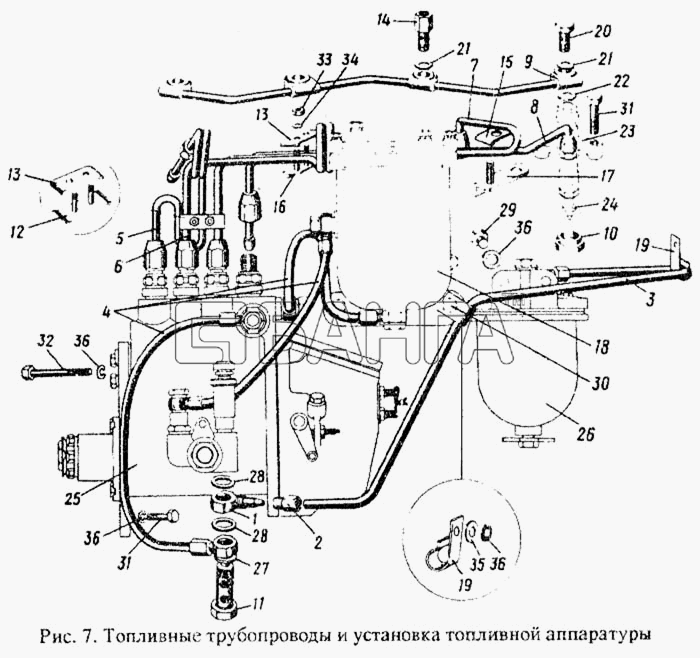ММЗ Д-242 Схема Топливные трубопроводы и установка топливной banga.ua