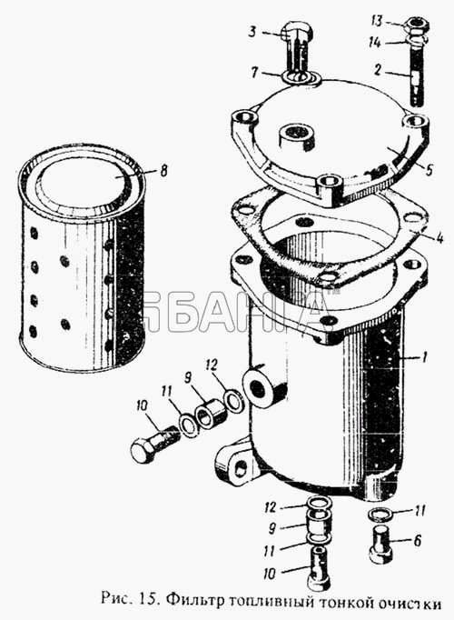 ММЗ Д-242 Схема Фильтр топливный тонкой очистки-19 banga.ua