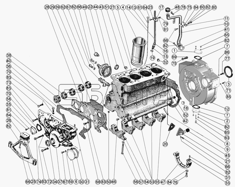 ММЗ Д-245.30Е2-471 Схема Подвеска и блок цилиндров-3 banga.ua