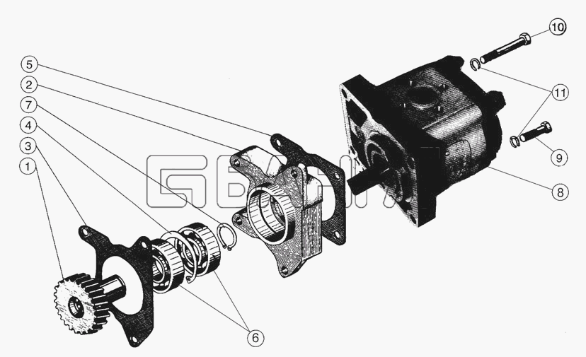 ММЗ Д-245.30Е2-471 Схема Установка насоса рулевого управления-23