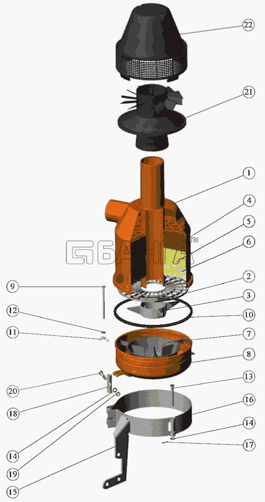 ММЗ Д-245.5 Схема Воздухоочиститель-14 banga.ua