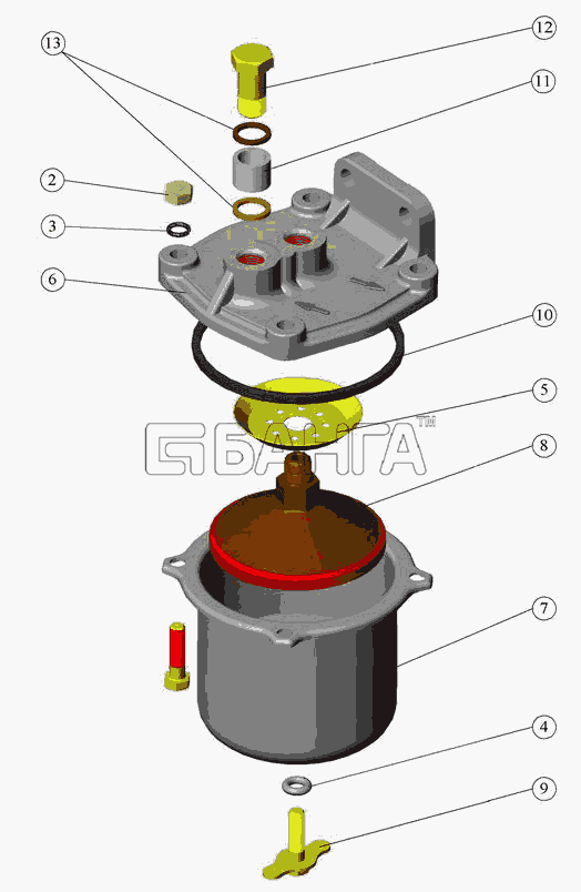 ММЗ Д-245.5С-53 (для МТЗ-921.2) Схема Фильтр топливный грубой
