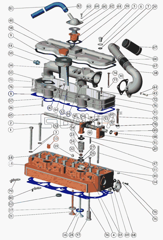 ММЗ Д-245.5С-53 (для МТЗ-950 952) Схема Установка головки цилиндров и