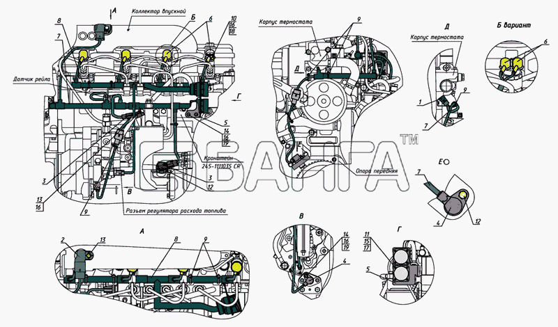 ММЗ Д-245.S3A Схема Установка электрооборудования-25 banga.ua