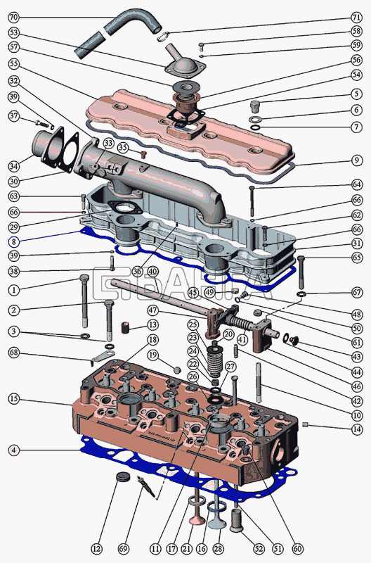 ММЗ Д-245.S3A Схема Установка головки цилиндров и впускного banga.ua