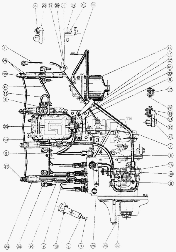 ММЗ Д-245 Схема Топливные трубопроводы и установка топливной banga.ua