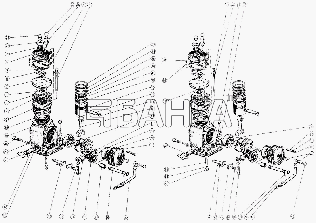 ММЗ Д-245.12 Схема Пневмокомпрессор и его установка-25 banga.ua