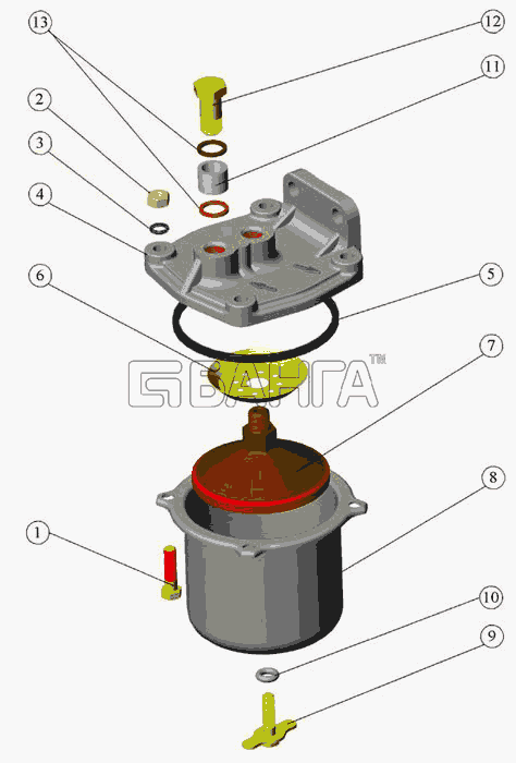 ММЗ Д 260.1 Д-260.2 Схема Фильтр топливный грубой очистки-19 banga.ua