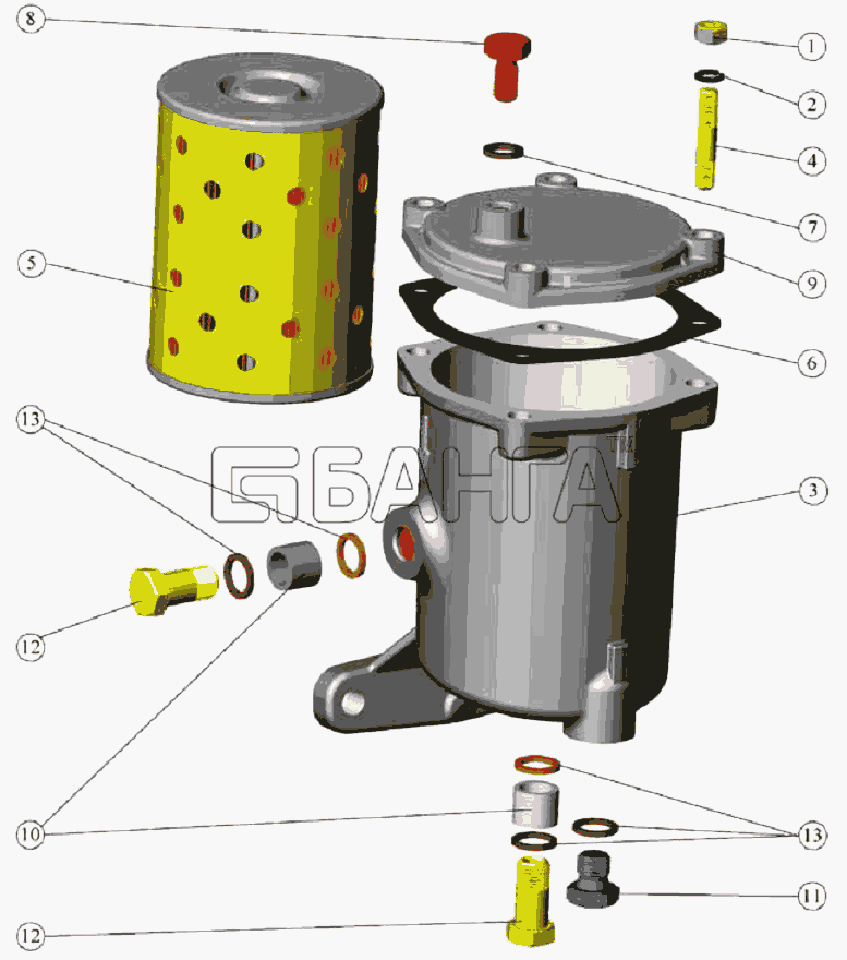 ММЗ Д 260.1(2 9) Схема Фильтр топливный тонкой очистки-13 banga.ua