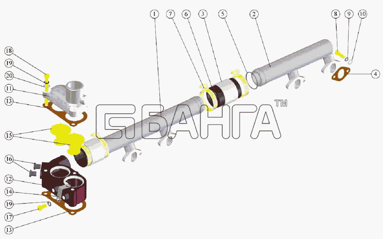 ММЗ Д 260.1(2 9) Схема Труба водосборная и термостаты-15 banga.ua