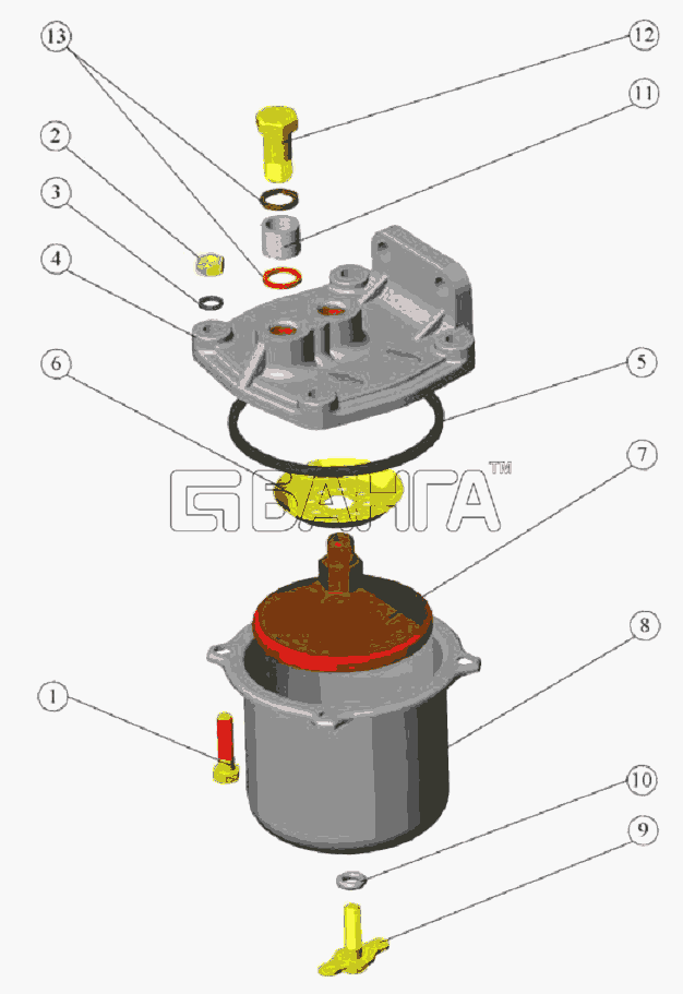 ММЗ Д 260.1(2 9) Схема Фильтр топливный грубой очистки-12 banga.ua
