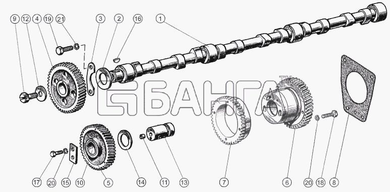 ММЗ Д-260.2S2-53 (для МТЗ-1221.3) Схема Распределительный механизм-7