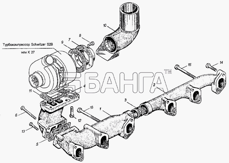 ММЗ Д-260.4 Схема Газопровод двигателя-8 banga.ua