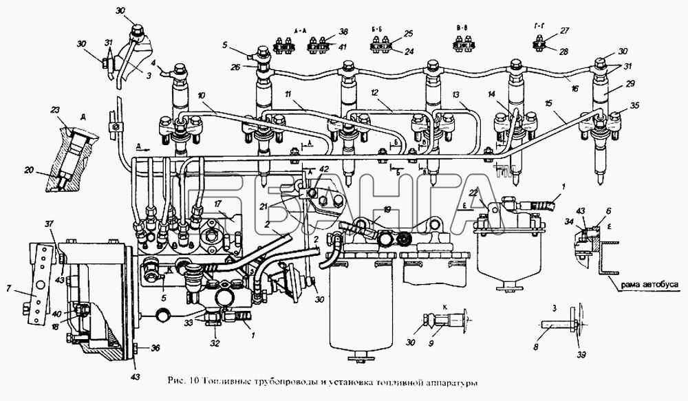ММЗ Д-265 Схема Топливные трубопроводы и установка топливной banga.ua