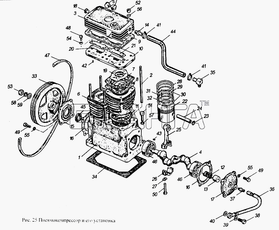ММЗ Д-265 Схема Пневмокомпрессор и его установка-17 banga.ua