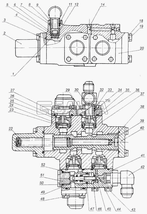 МоАЗ МоАЗ-7505 Схема Клапан приоритетный 7505-3435005-10-104 banga.ua