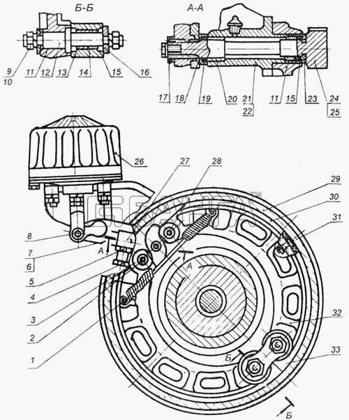 МоАЗ МоАЗ-7505 Схема Тормоз колесный задний 7505-3502000-107 banga.ua