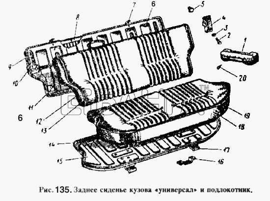 АЗЛК Москвич-2140 Схема Заднее сиденье кузова универсал и banga.ua