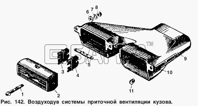 АЗЛК Москвич-2137 Схема Воздуходув системы приточной вентиляции