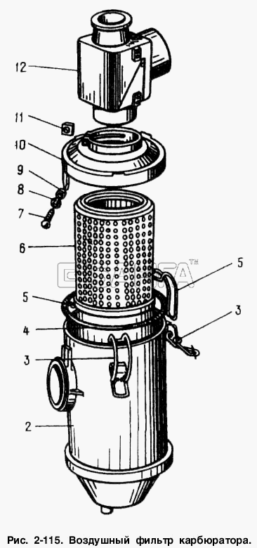АЗЛК Москвич-2141 Схема Воздушный фильтр карбюратора-99 banga.ua