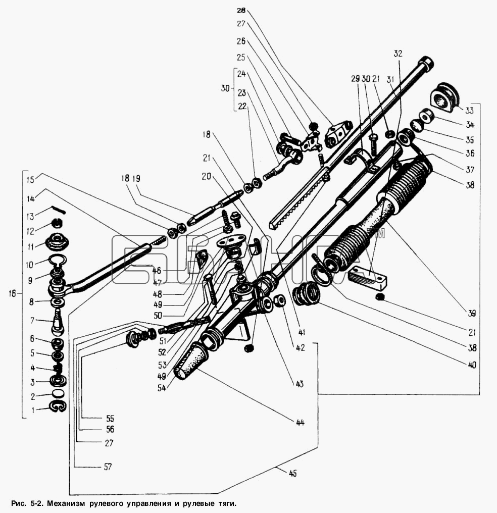 АЗЛК Москвич-2141 Схема Механизм рулевого управления и рулевые