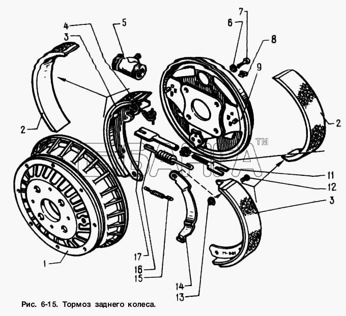 АЗЛК Москвич-2141 Схема Тормоз заднего колеса-146 banga.ua