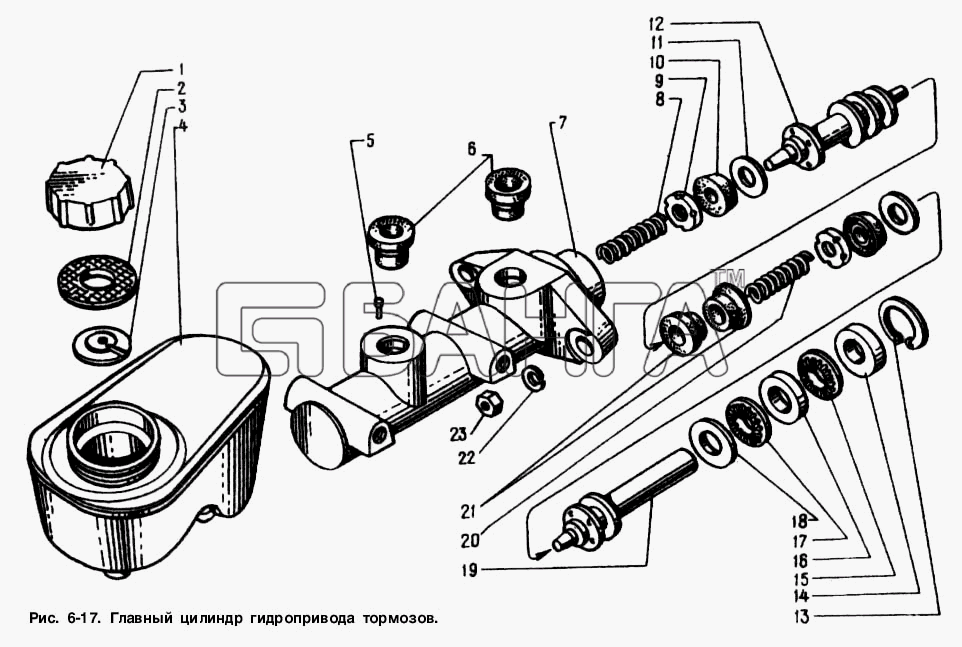 АЗЛК Москвич-2141 Схема Главный цилиндр гидропривода тормозов-148